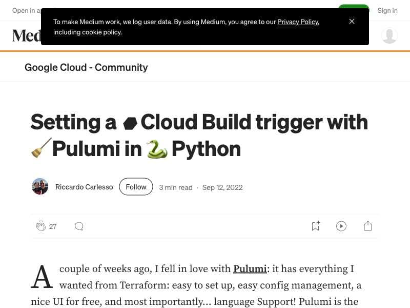 Setting a ★ Cloud Build trigger with Pulumi in Python