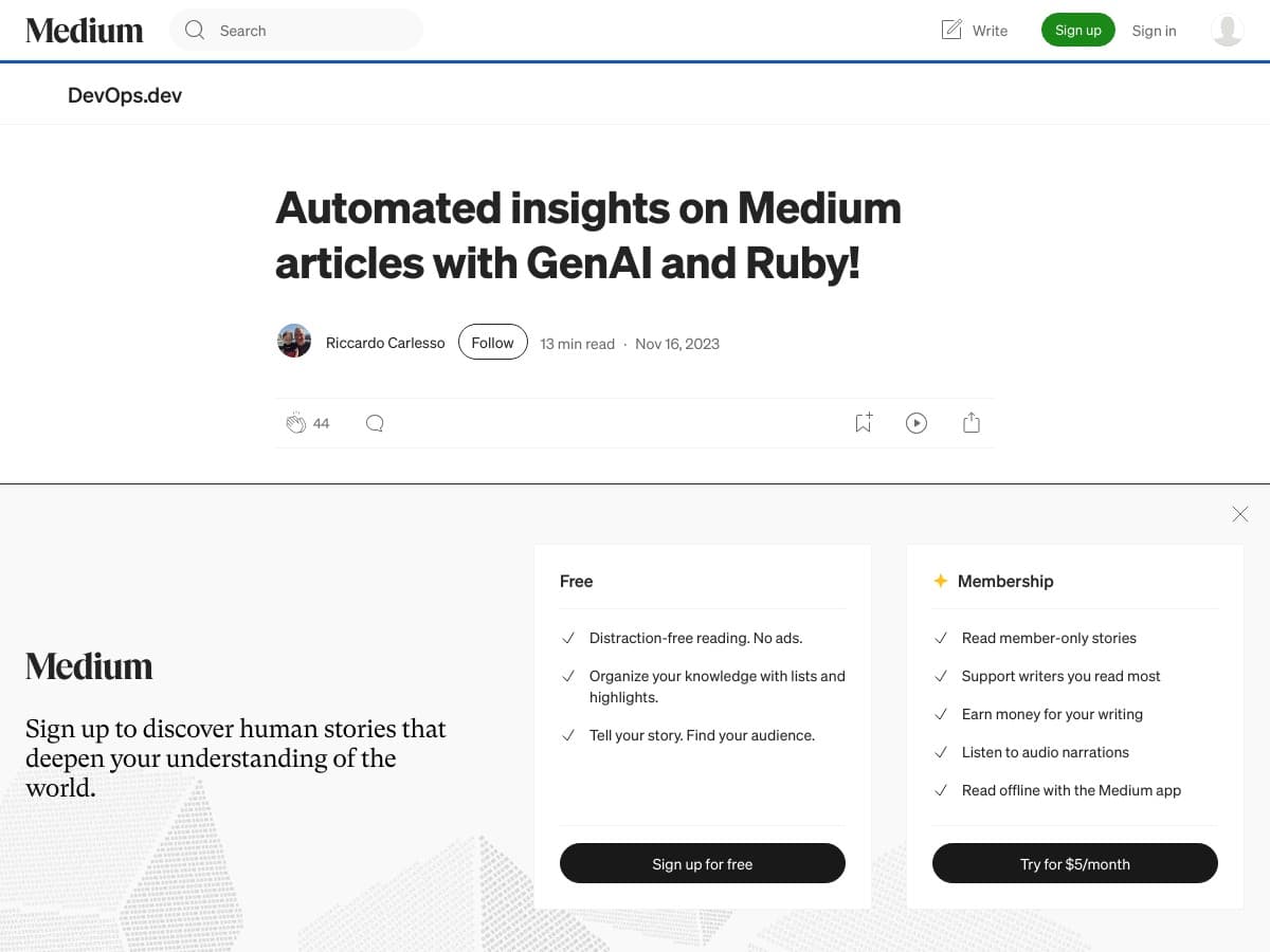 Automated insights on Medium articles with GenAI and Ruby!