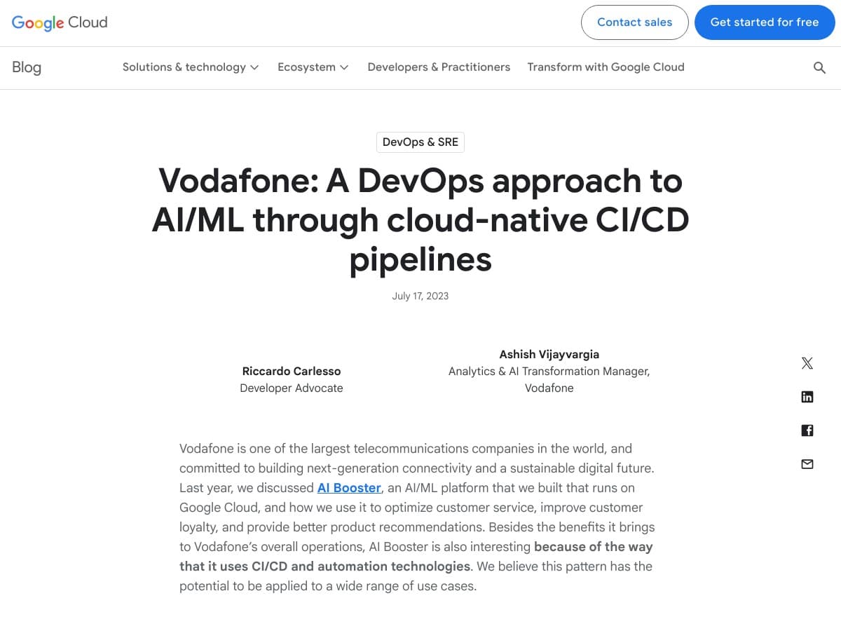 Vodafone: A DevOps approach to AI/ML through cloud-native CI/CD pipelines